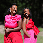 Podcasters' Njeri and Wairimu pose for a photo