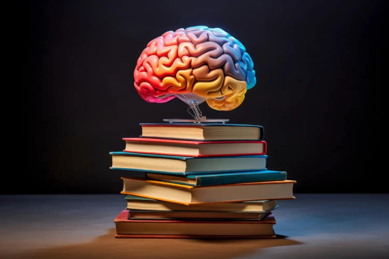 Books with brain in digital art style