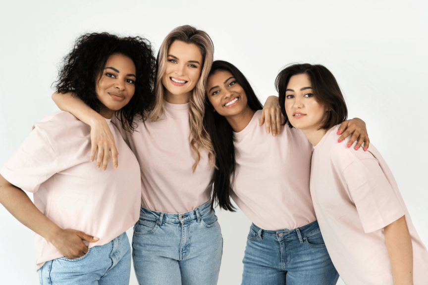 Women in pink outfits for the page Featured Bold Stories