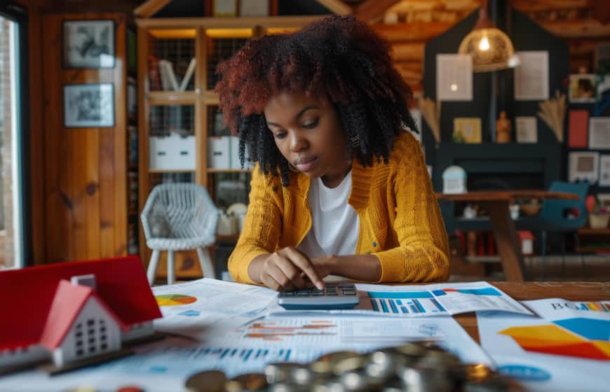 Woman Calculating Finances at Home